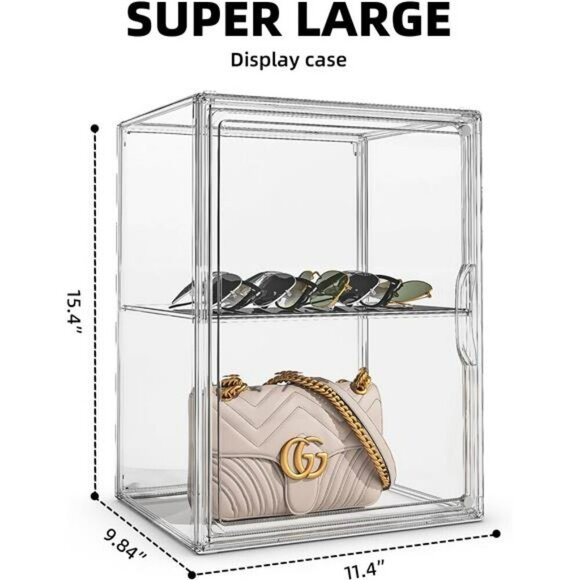 Clear Purse Organizer Acrylic Stackable Display Box for Handbags Wallets Bags - Picture 4 of 7